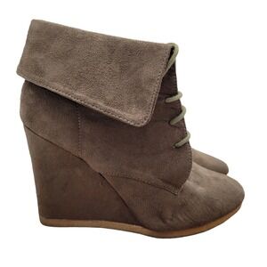 Mossimo‎  Ankle Boots Womens Size 10 Wedge Heels Brown Faux Suede Shoes